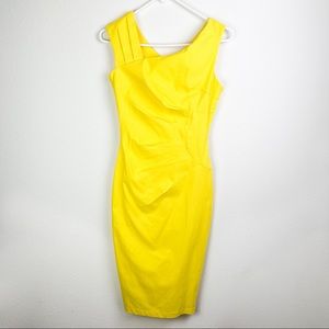 Yellow Cap Sleeve Pencil Dress Vintage Style
